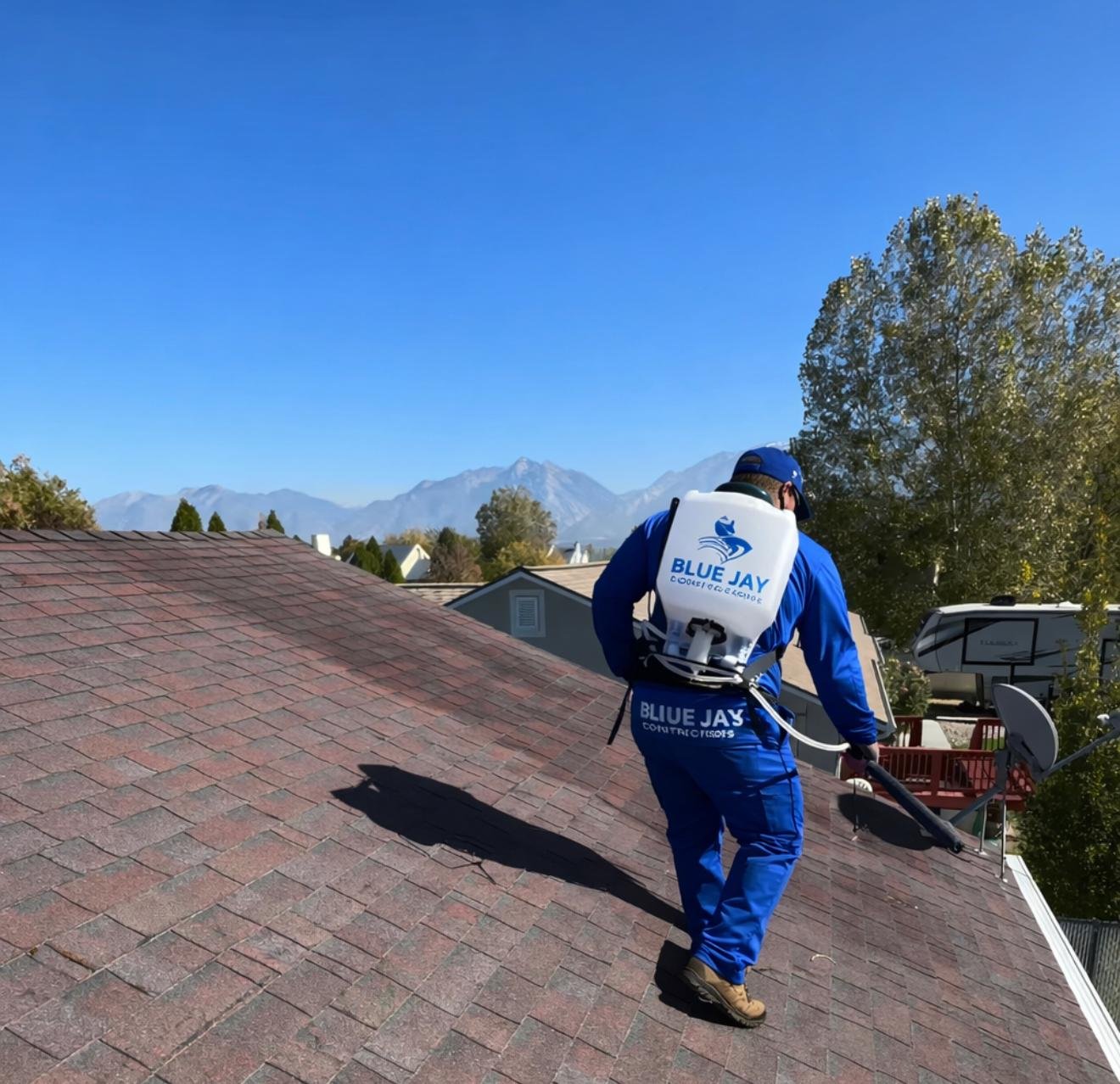Local Area Contractors technician inspecting a roof